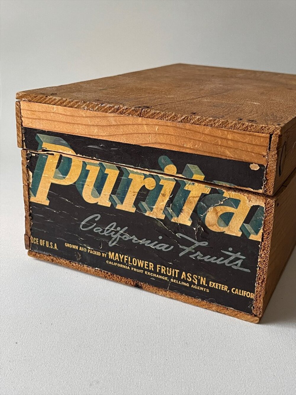 Handmade Primitive Storage Box from Vintage Puritan California Fruit Crate